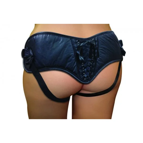 Plus Size PVC Corsette Adjustable Strap On Black Size 12 to 30