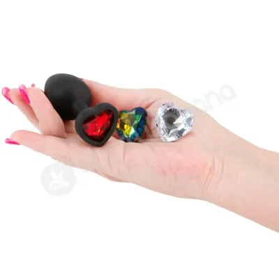 Glams Xchange Heart Small 2 4 Butt Plug With 3 Swappable Gems