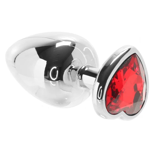 Adam & Eve Three Hearts Gem Anal Plug Set - Silver/Red