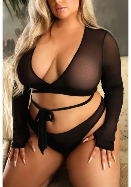 No Regrets Reversible Wrap Top and Thong Panty - Queen Size