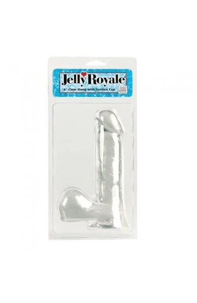 JELLY ROYALE DONG WITH SUCTION CUP 6 INCH CLEAR