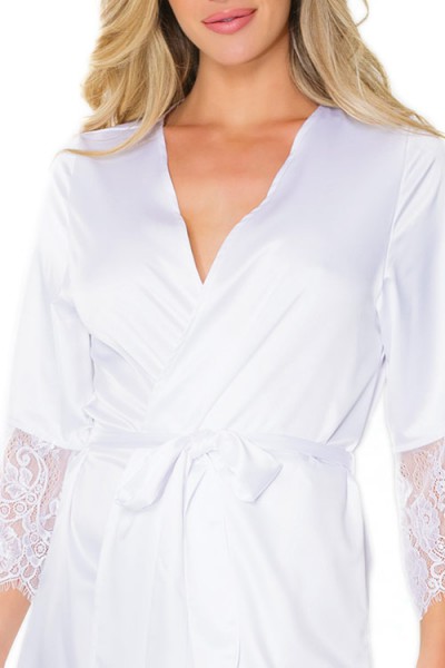 Coquette Adore You White Satin Robe
