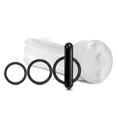 Happy Ending Vibrating Bum Rush Stroker and Cock Ring Set