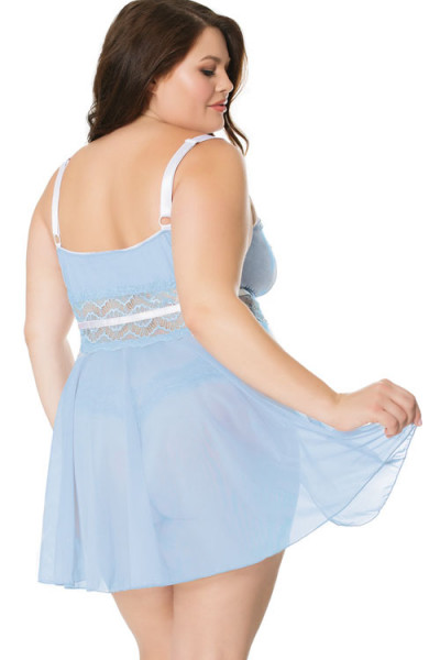 Coquette Ever After Blue Babydoll with Thong