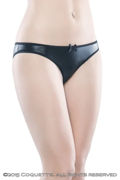 Plus Size Wet Look Scrunched Back Crotchless Panty
