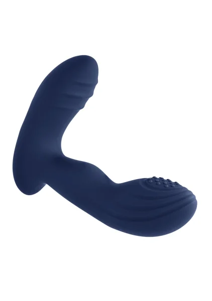 Playboy Pleasure Pleaser Silicone Rechargeable Vibrating Prostate Massager With Remote - Blue