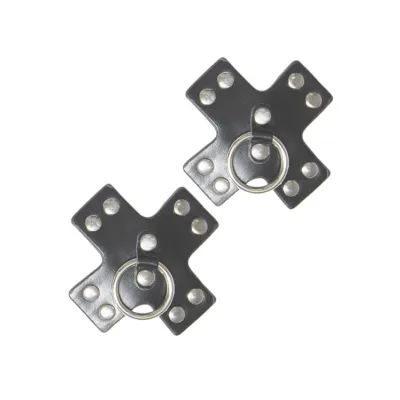 Raven Studded Leather Cross Pasties By Coquette