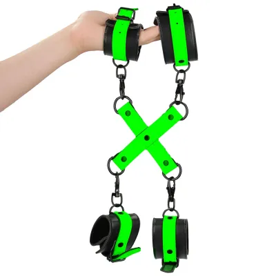 Ouch Glow In The Dark Hand Ankle Cuffs with Hogtie