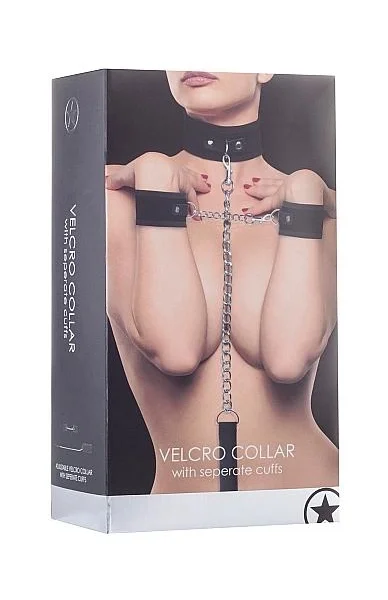 Ouch Velcro Collar with Separate Cuffs Black