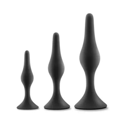 Anal Adventures Platinum Silicone Beginner Plug 3 piece Kit Black