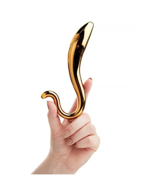 Lucent Aura Gold Glass Butt Plug - 7.2 Inch - Gold - 7.2 Inch