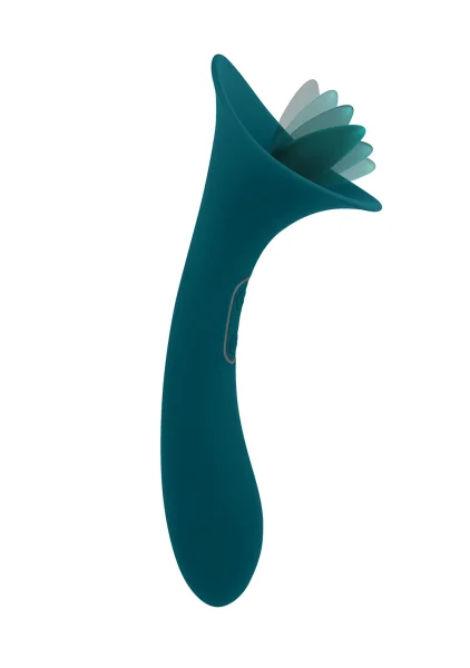 Playboy Pleasure True Indulgence Rechargeable Silicone Double Ended Tongue Stroking Vibrator - Teal