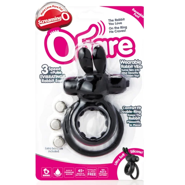 Ohare Vibrating Silicone Cock Ring By Screaming O - Black