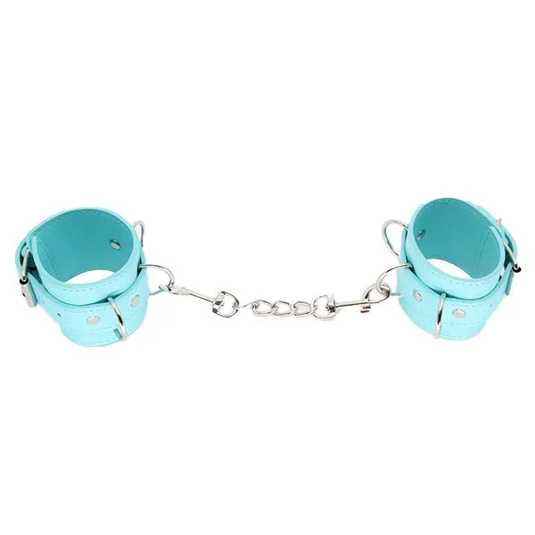 Love In Leather Turquoise Blue Faux Leather Wrist Cuffs