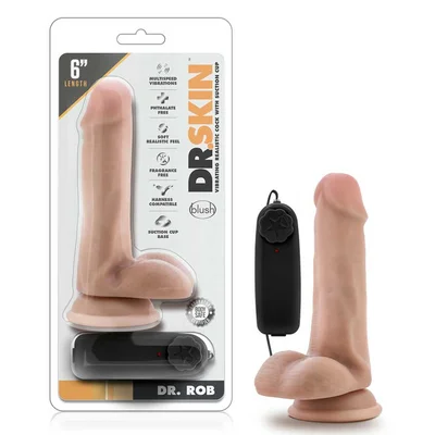 Dr Skin Realistic 6 Inch Dr Rob Vibrating Suction Anal Dildo with Balls by Blush Novelties