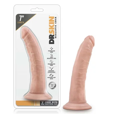 Dr Skin White Thin 7 Inch Suction Cup Anal Dildo by Blush Novelties