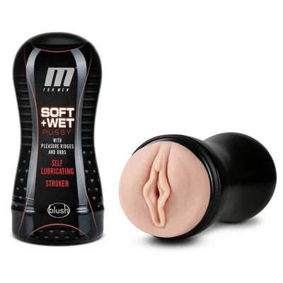 M for Men Self Lubricating Soft and Wet Ribbed Orbed Pussy Vanilla by Blush Novelties