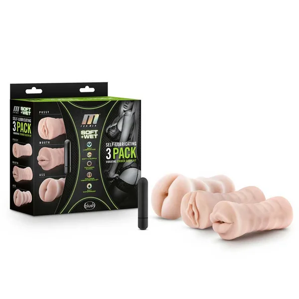 M for Men 3-Pack Self-Lubricating Vibrating Stroker Sleeve Kit — image 15 of 19