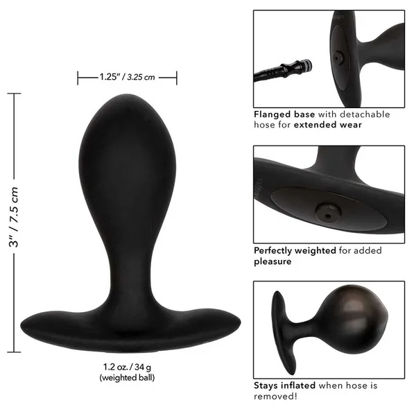 Weighted Black Silicone Inflatable Anal Plug by Cal Exotics — image 10 of 12