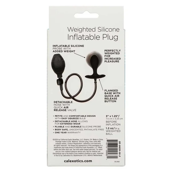 Weighted Black Silicone Inflatable Anal Plug by Cal Exotics — image 12 of 12