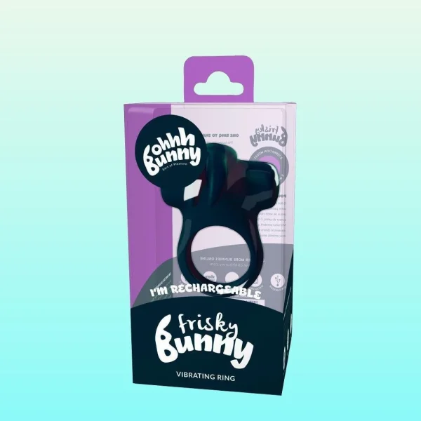 Ohhh Bunny Frisky Bunny Vibrating Cock Ring - Black Pearl
