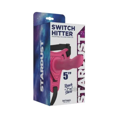 Stardust Switch Hitter Silicone Strap on Dildo With Harness 5 In Pink