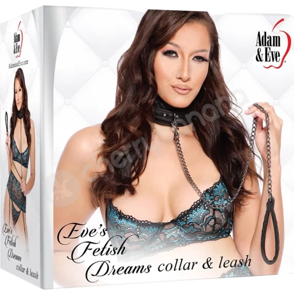 Adam & Eve Eve's Fetish Dreams Black Collar & Leash Restraint