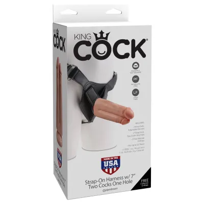 King Cock Strap on Harness With 7 Two Cocks One Hole Light
