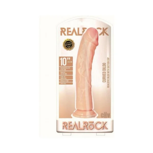 Realrock Curved Realistic Dildo With Suction Cup 10 In. Light