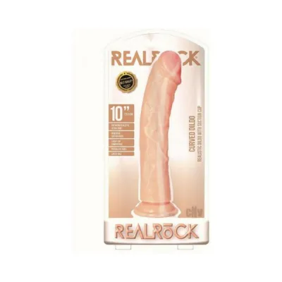 Realrock Curved Realistic Dildo With Suction Cup 10 In Light