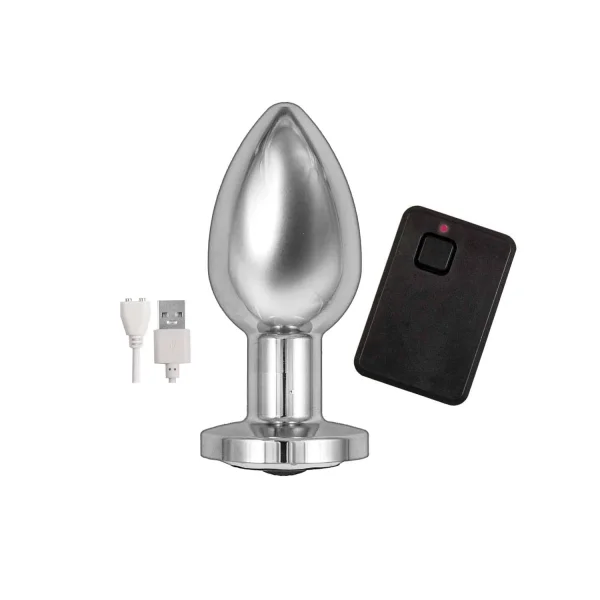Ass-sation Remote Vibrating Metal Plug Silver