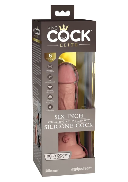 King Cock Elite 6 Inch Dual Density Vibrating Cock Flesh Brown — image 17 of 22