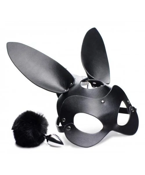 Tailz Bunny Tail Anal Plug And Mask Set Black