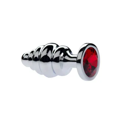 Kink Range Alloy Gemmed Butt Plug 3 2 Inch Red Medium