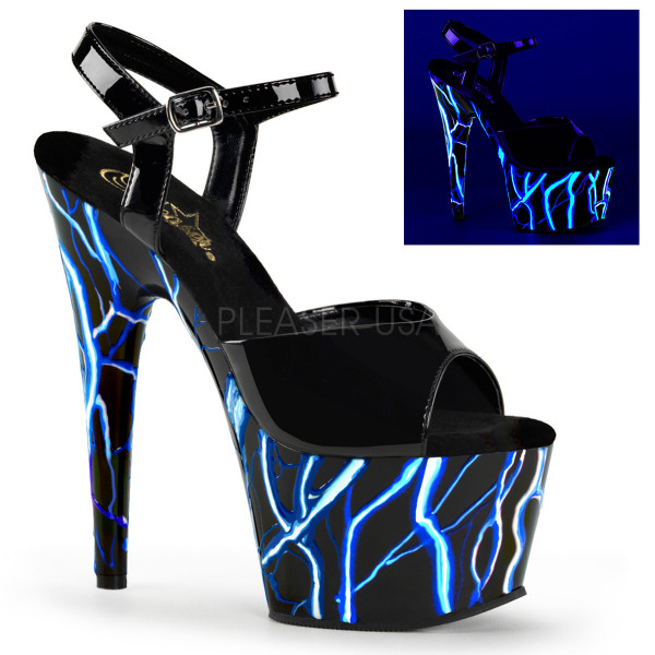 7 inches Heel, 2 3/4 inches PF Ankle Strap Sandal, Blacklight Reactive — image 5 of 16