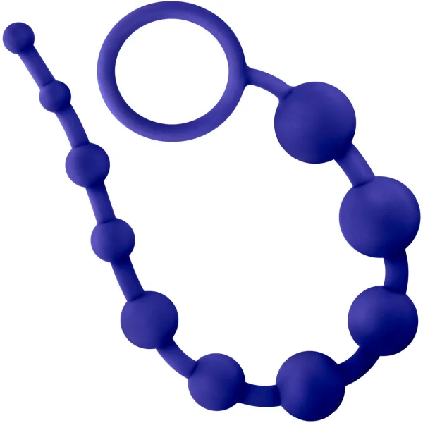 Luxe Silicone Anal Beads with 10 Beads - Indigo