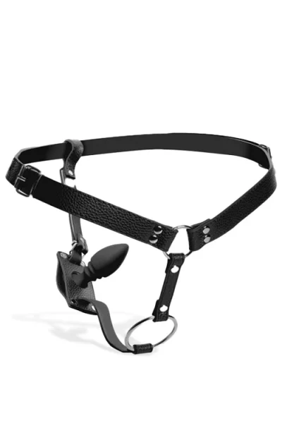 Strict Male Cock Ring Harness with Silicone 3.75" Anal Plug