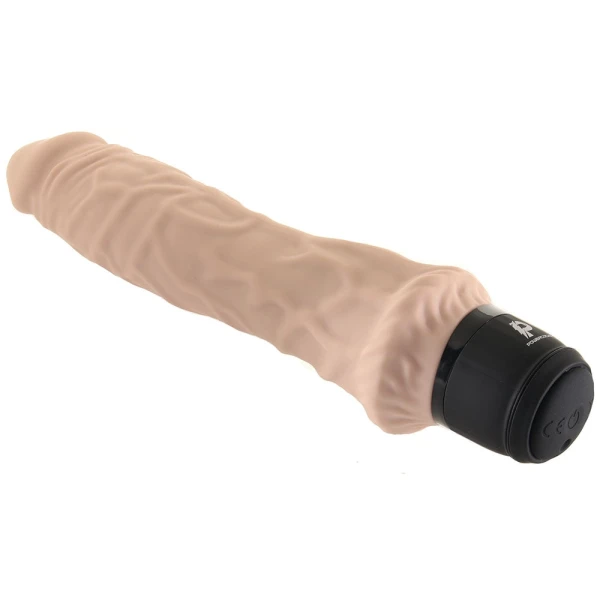 Powercocks Girthy Realistic Silicone Waterproof Rechargeable 8" Vibrator - Vanilla