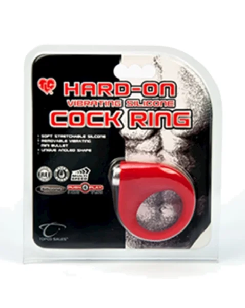Tlc Hard-on Vibrating Silicone Cock Ring - Red