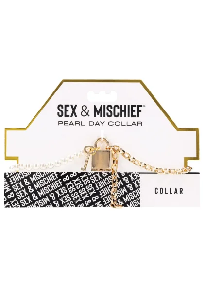 Sex & Mischief Pearl Day Collar By Sportsheets - White & Gold