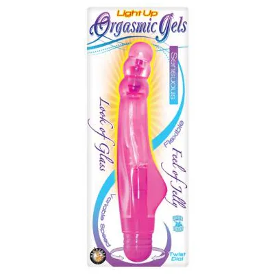 Light Up Orgasmic Gels Sensuous Jelly Vibrator Waterproof Pink 7 Inch