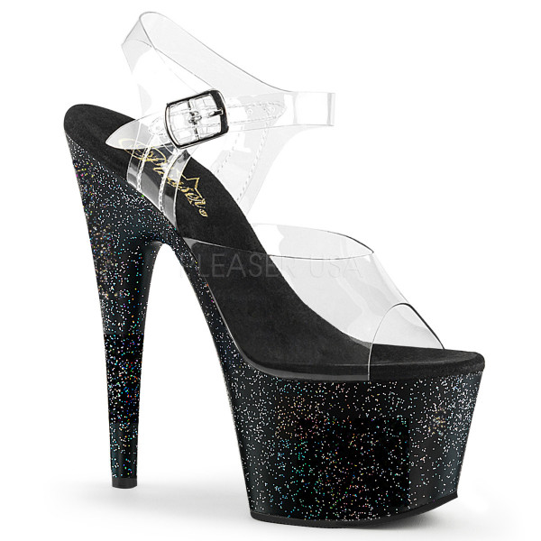 7 inches Heel, 2 3/4 inches PF Ankle Strap Sandal W/Mini Glitters — image 9 of 25