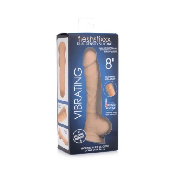 Fleshstixxx Vibrating Rechargeable Dong 8 In. Tan — image 2 of 13