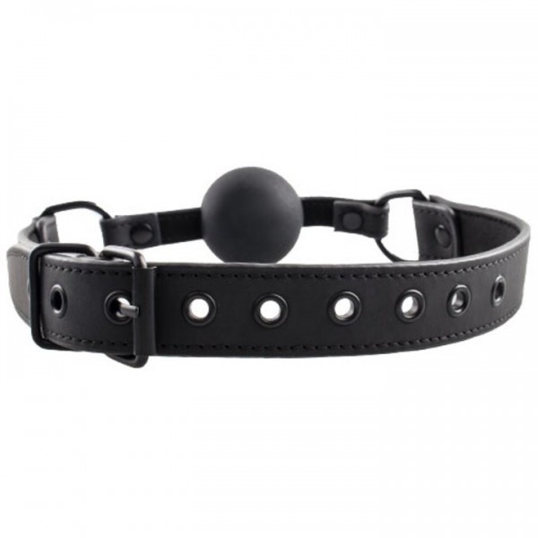 Bondara Matte PU Black Silicone Ball Gag with D-Rings