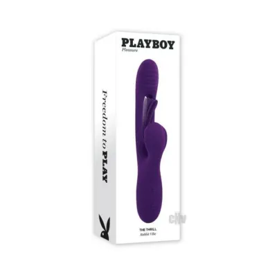 Rabbit Vibrators Playboy The Thrill Rechargeable Silicone Dual Stim Vibrator With Flapper Acai