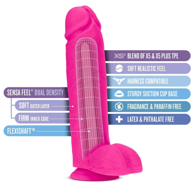 Au Naturel - Bold - Huge - 10 Inch Dildo - Pink