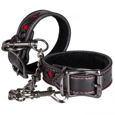 Bondara Faux Leather Heart Ankle Cuffs
