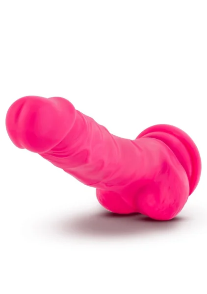 Neo - 7.5 Inch Dual Density Cock With Balls - Neon Pink