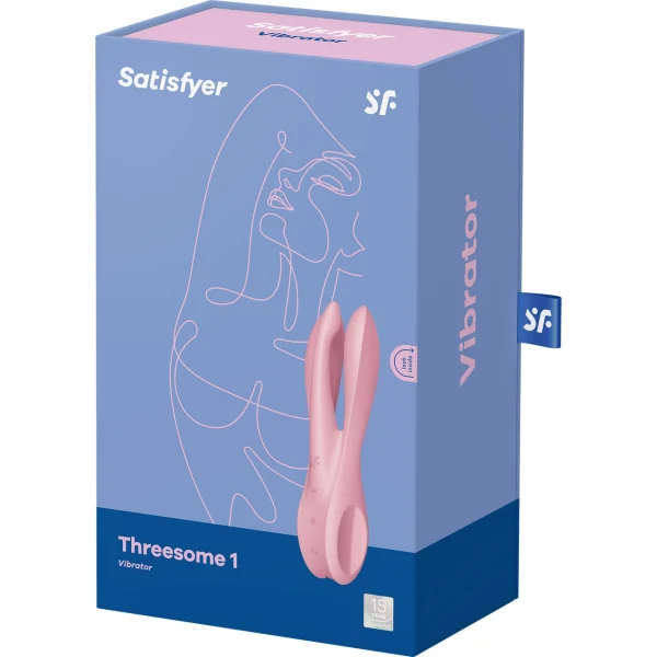 Satisfyer Threesome 1 Rechargeable Waterproof 12-Function Dual Stimulation Vibrator - Pink