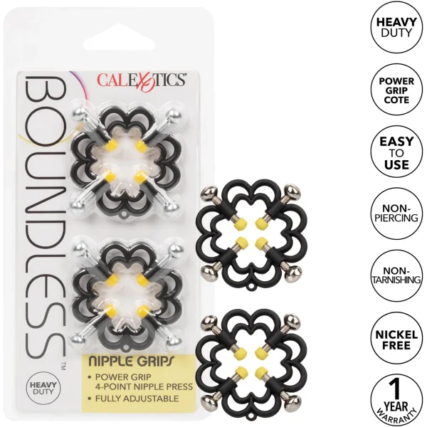 Boundless Nipple Grips Power Grip 4-Point Nipple Press By CalExotics - Black